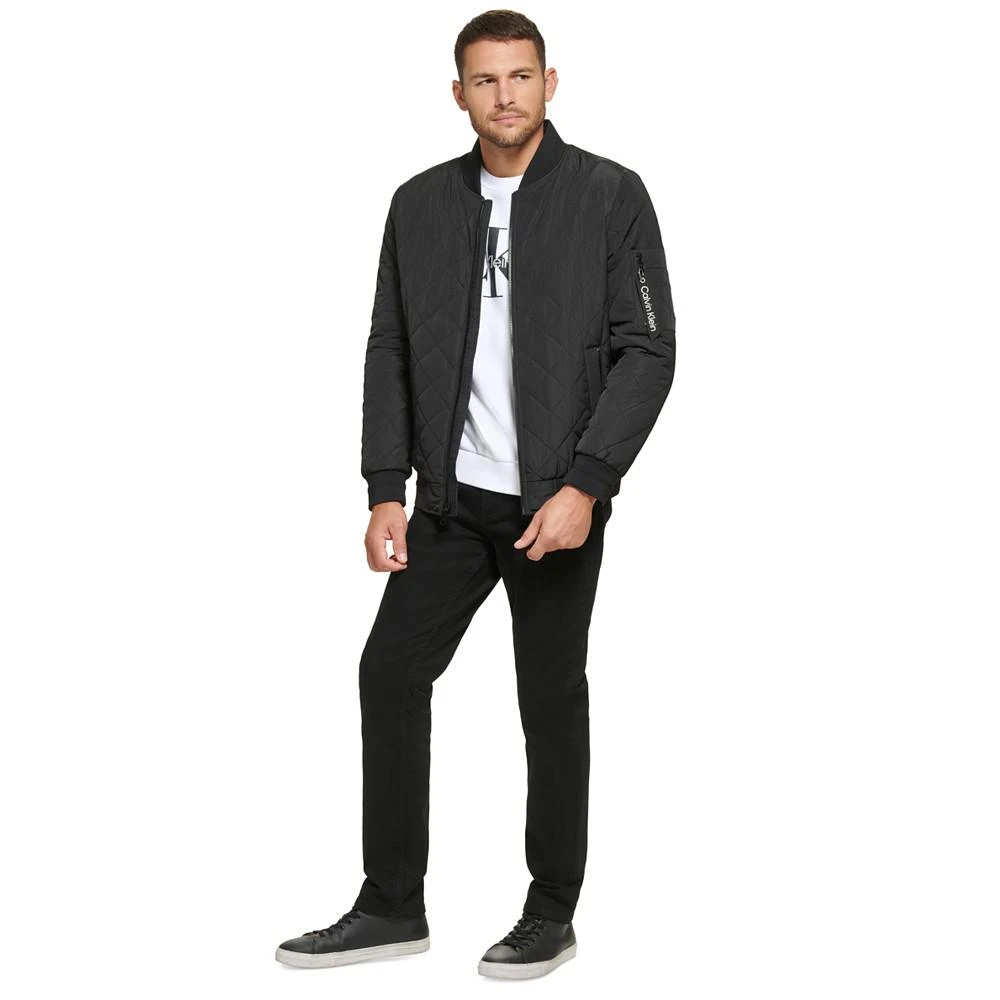 Calvin Klein Men's Quilted Baseball Jacket with Rib-Knit Trim 4