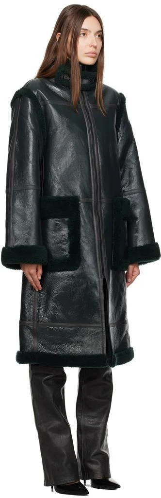 Helmut Lang Khaki Zip Shearling Coat 2