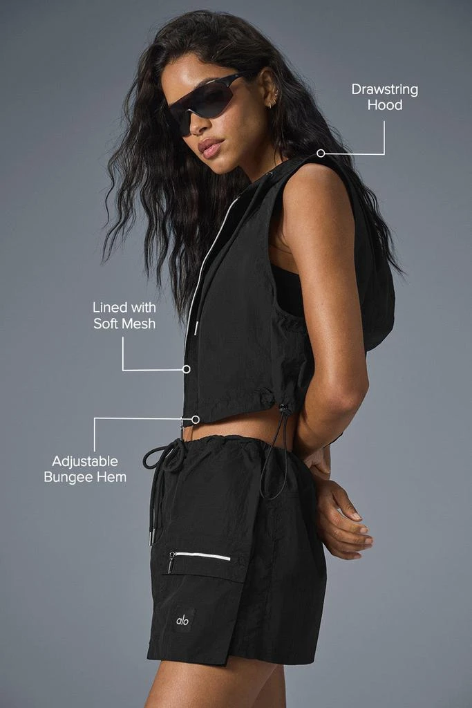 Alo Crinkle Cropped Surplus Vest - Black 2