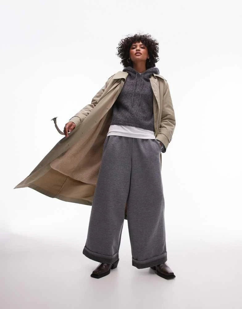 Topshop Topshop 2in1 borg trench coat in stone 1