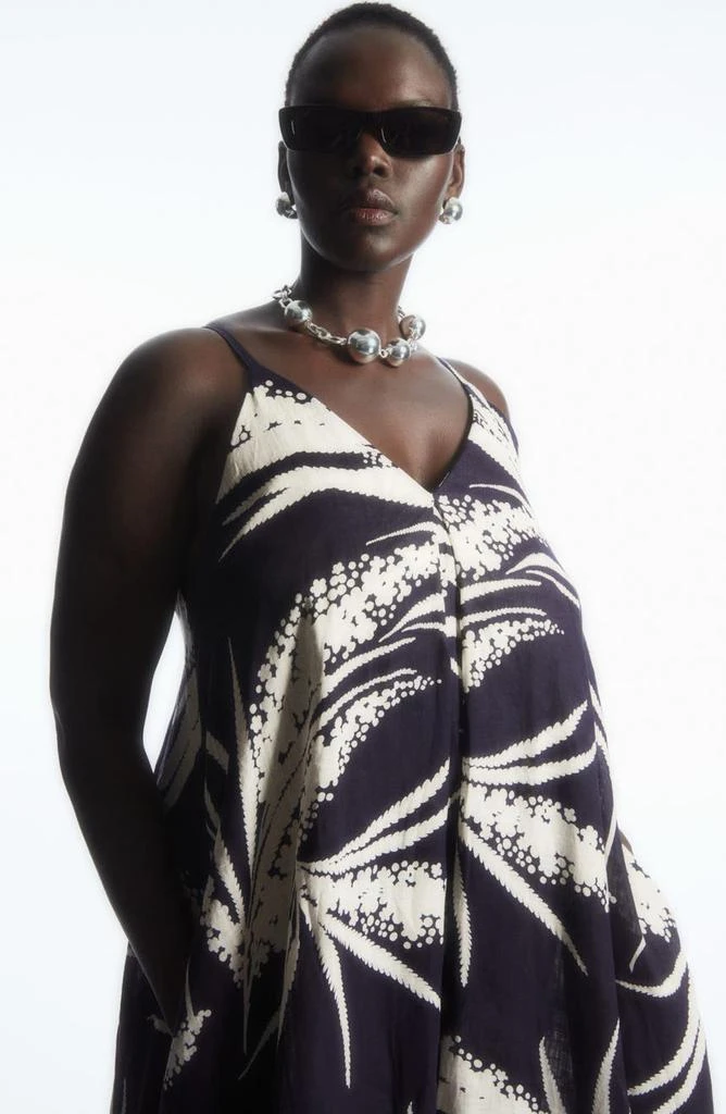 cos Palm Print Linen Maxi Dress 3