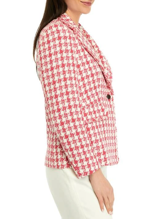 Anne Klein Klein Womens Tweed Long Sleeve Fringe Jacket 3