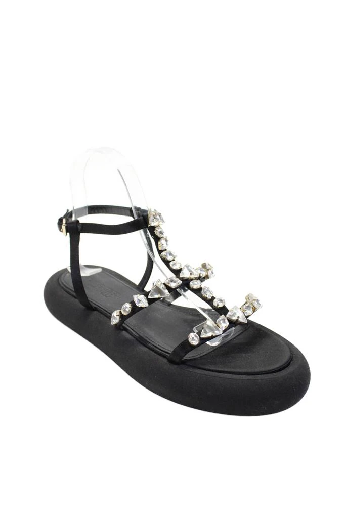 Giambattista Valli Womens Black Crystal Embellished Platform Sandals Shoes 1