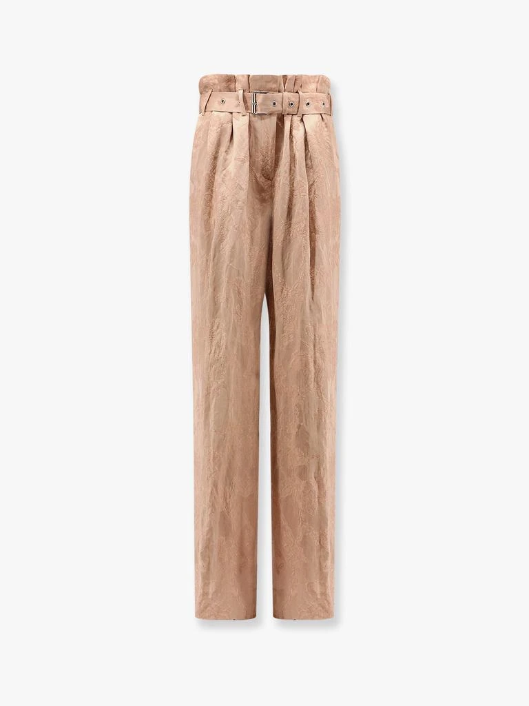 Dries Van Noten Damasked linen and viscose trouser with belt 1
