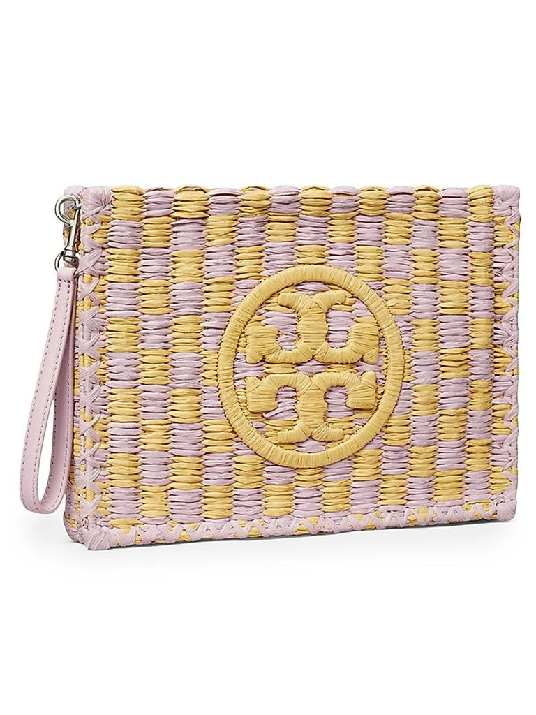 Tory Burch Ella Two-Tone Logo Straw Wristlet Pouch 3