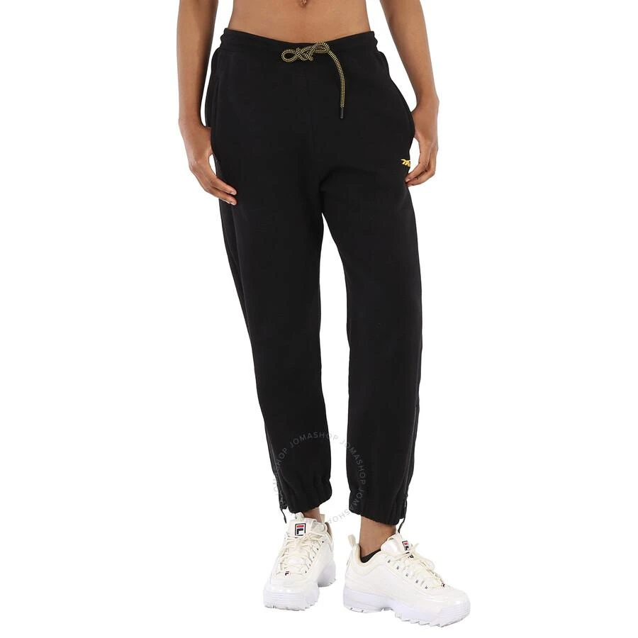 Reebok Ladies Black Logo-embroidered Track Pants 1
