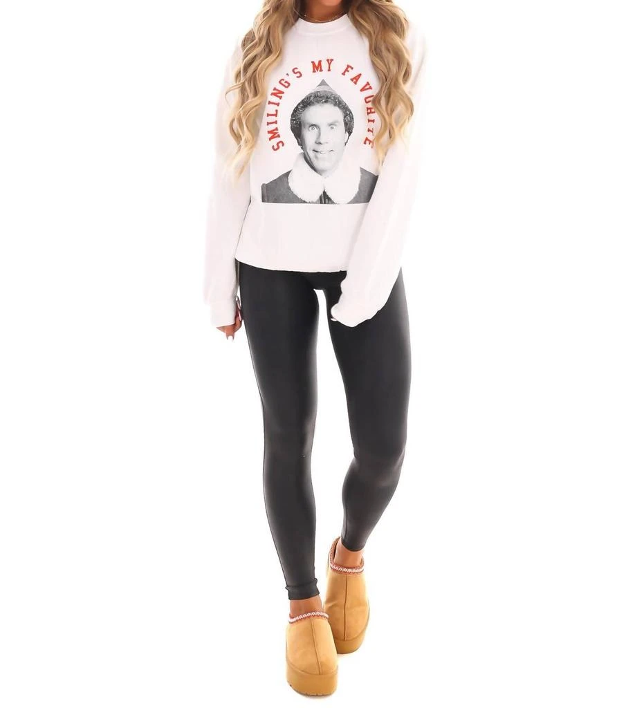 FRIDAY + SATURDAY Smiling's My Favorite Sweatshirt In White 2
