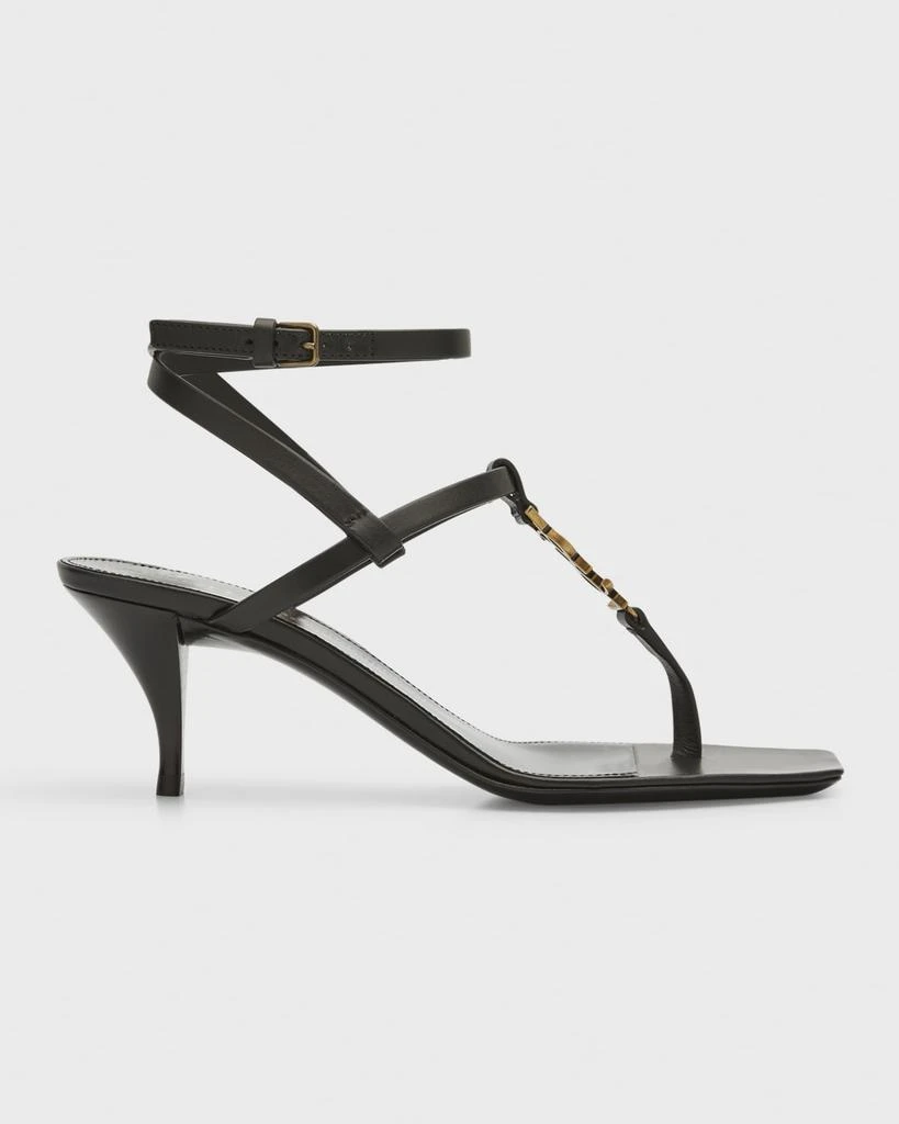 Yves Saint Laurent Vitti Leather YSL T-Strap Sandals 1
