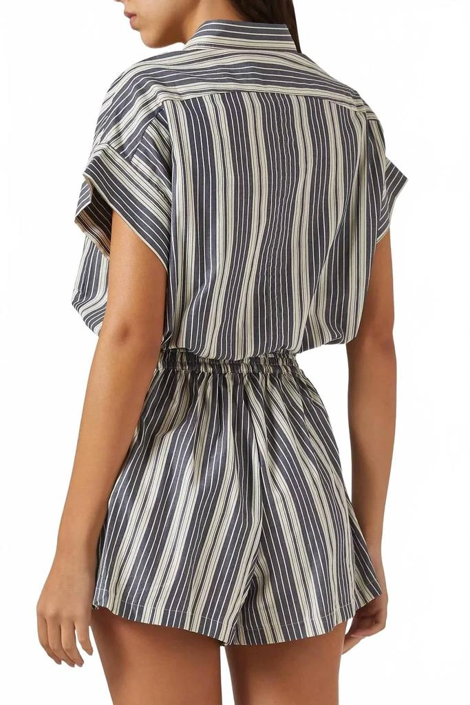 Faithfull the Brand Cyrene Wide Short Sleeves Playsuit In Antique Navy Stripe 2