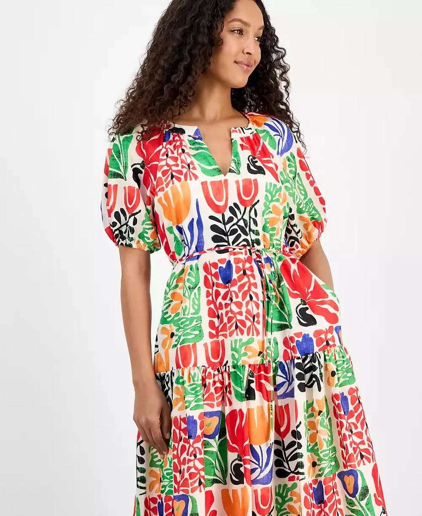 julia jordan Women's Printed V-Neck Puff-Sleeve Midi Dress 2
