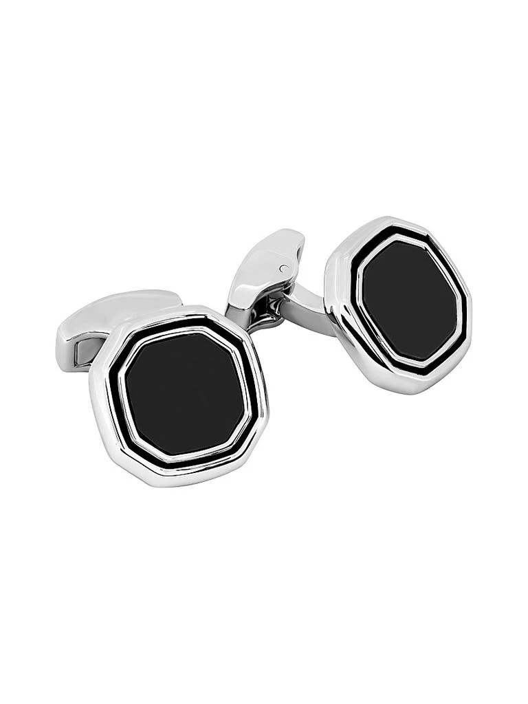 Tateossian Rhodium-Plated Octagon Semi-Precious Cufflinks 1