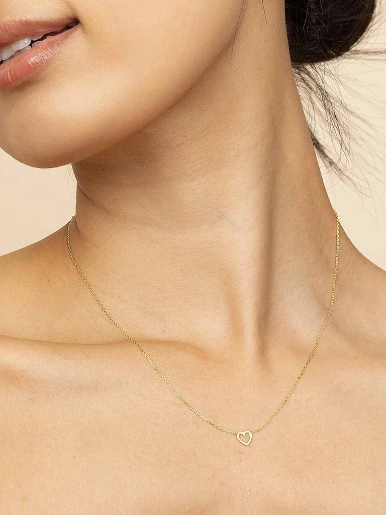 Oradina 14K Yellow Gold Open Your Heart Pendant Necklace 4
