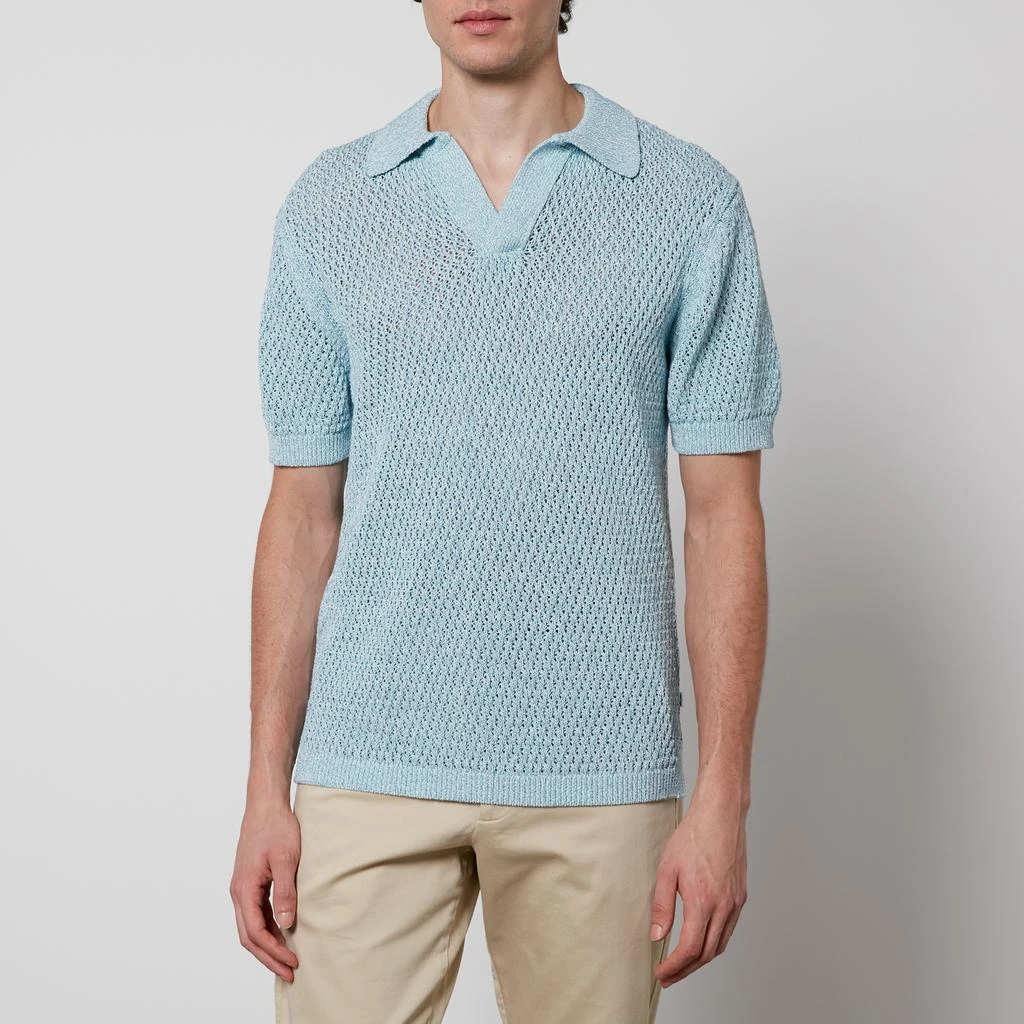 NN07 Ryan Knitted Cotton-Blend Crocheted Polo Shirt 1