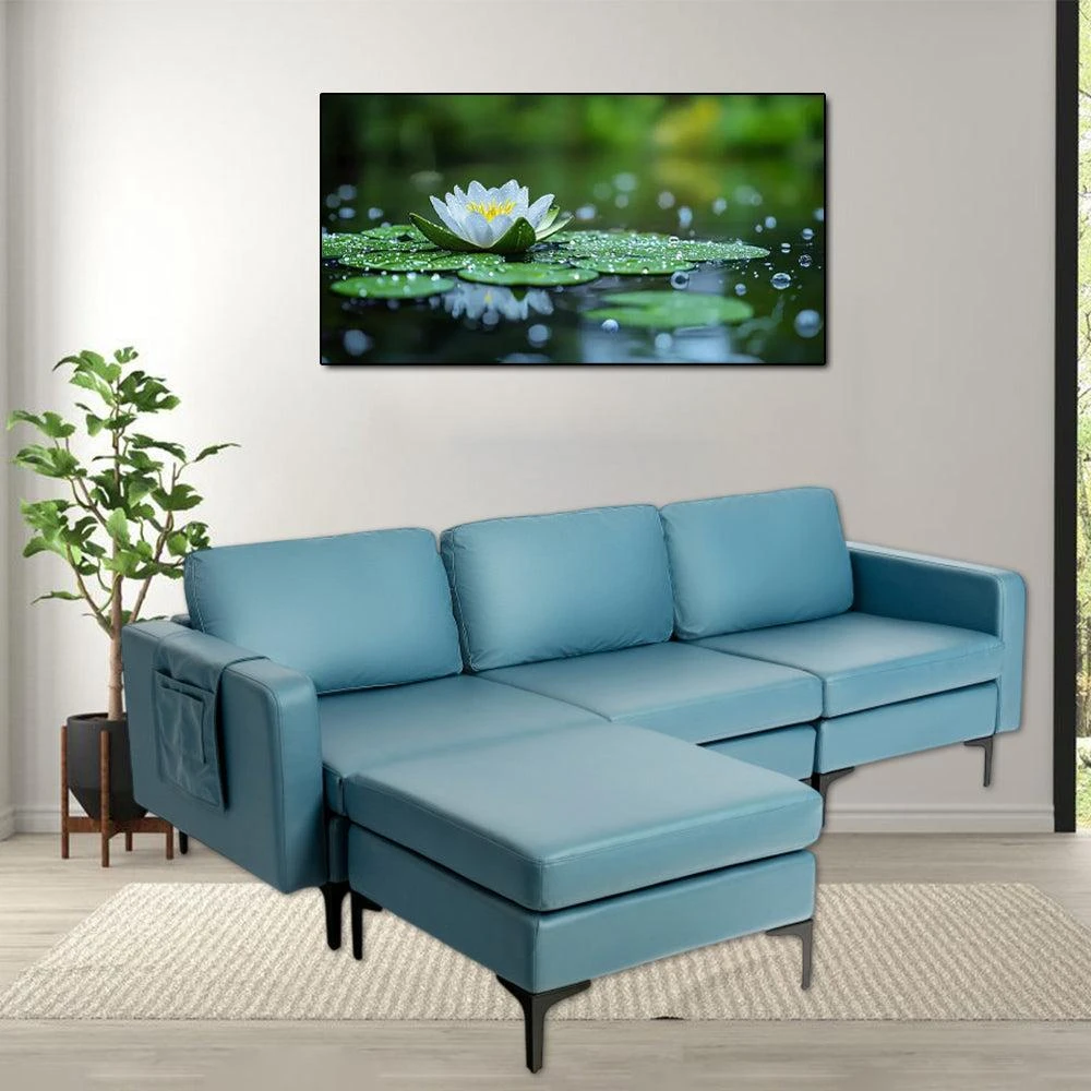 Hivvago Modular 3-Seater L-Shaped Sectional Couch with Reversible Chaise and Dual USB Charging Ports