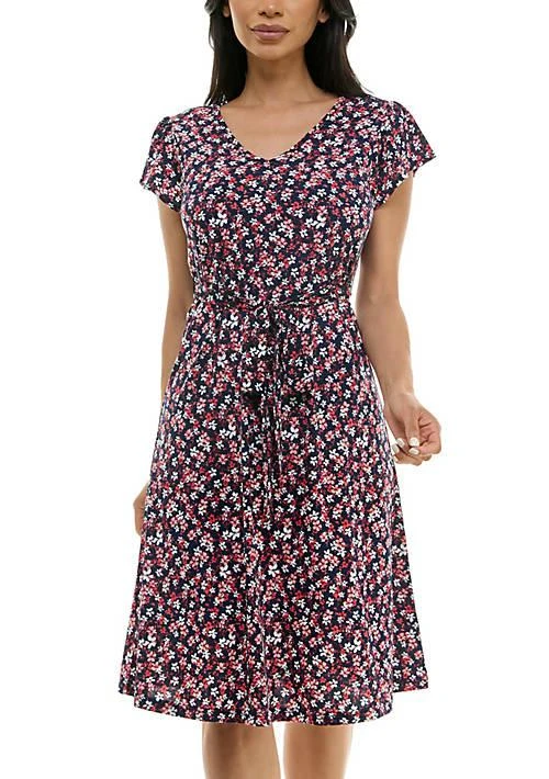 Nina Leonard Leonard Sylvia Midi Dress With Self Sash 1