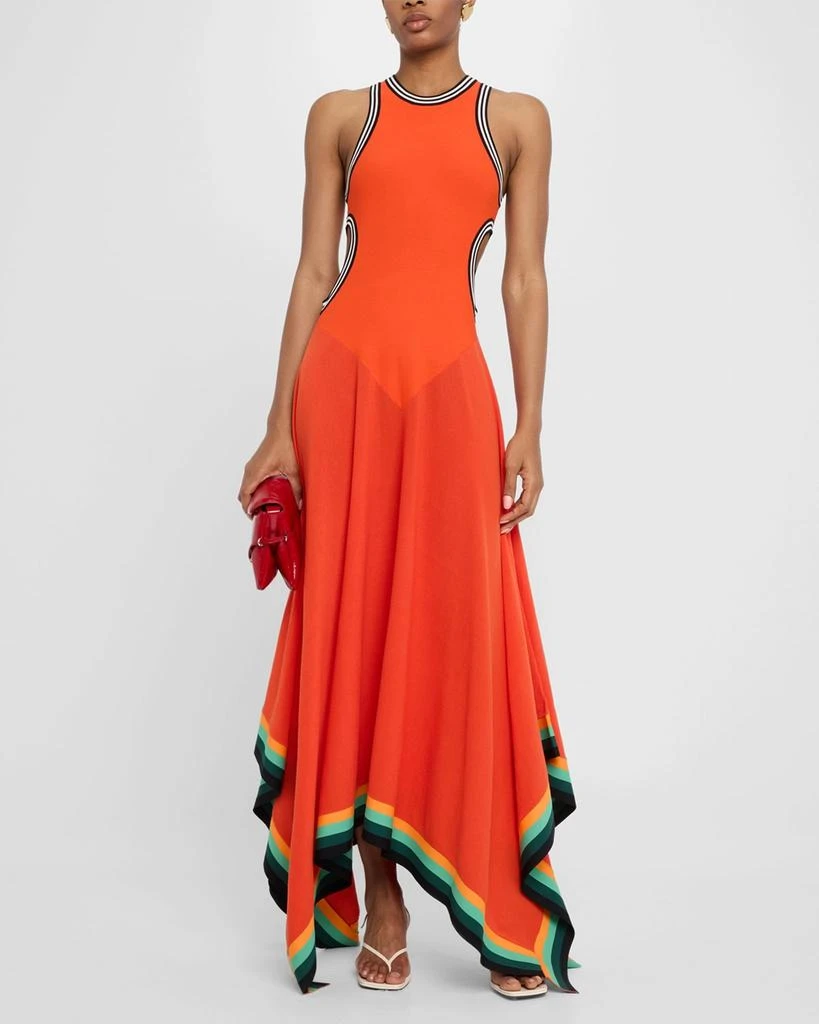 CHRISTOPHER JOHN ROGERS Striped Cutout Handkerchief-Hem Maxi Tank Dress 2