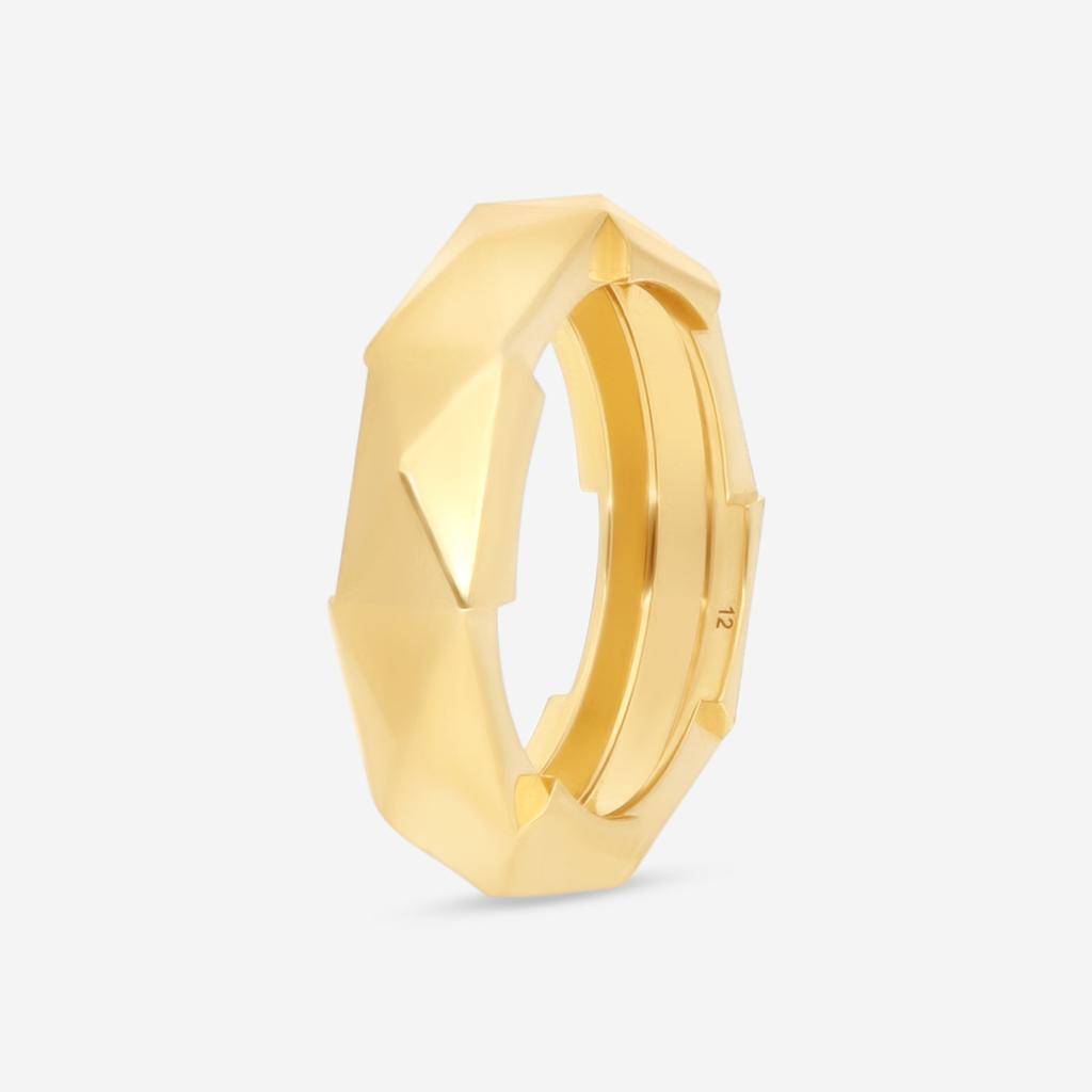Gucci Gucci Link to Love 18K Yellow Gold Studded Band Ring YBC662184001012