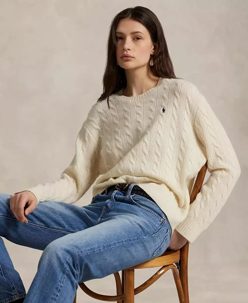 Ralph Lauren Women's Cable Wool-Cashmere Crew Neck Sweater 6