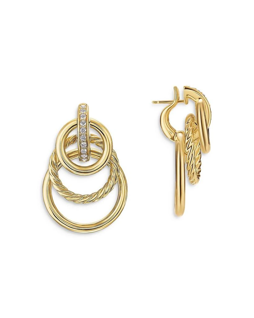 David Yurman DY Mercer Triple Ring Drop Earrings in 18K Yellow Gold with Diamonds, 35.6mm 2