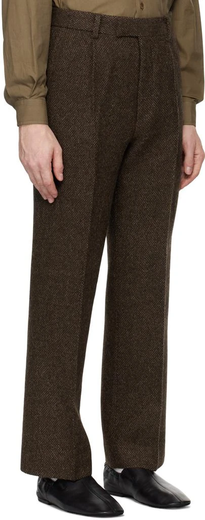 AURALEE Brown Lama Shetland Wool Tweed Trousers 2