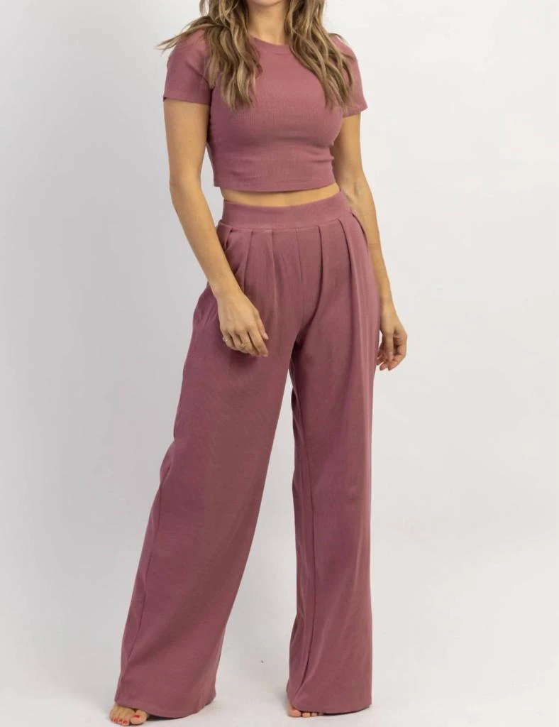 Minco RIBBED PALAZZO PANT SET 1