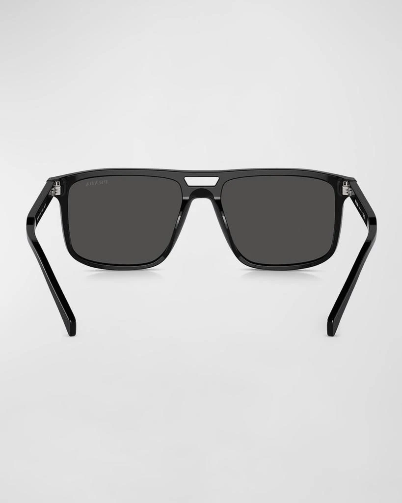Prada Men's Double-Bridge Acetate Rectangle Sunglasses 4