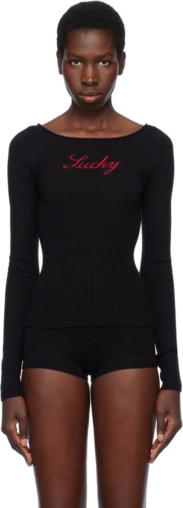 Frankies Bikinis Black Bella Hadid Edition Theo Knit Sweater 1