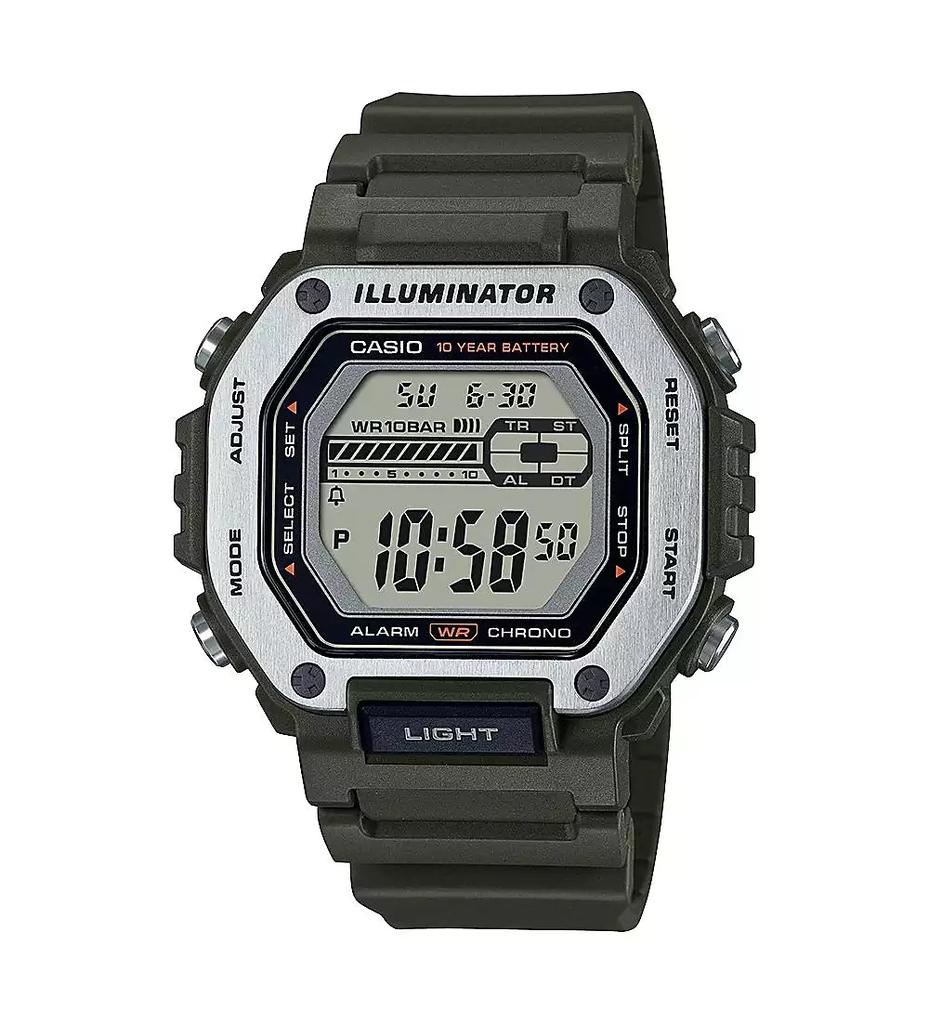 Casio Men's Digital Green Resin Watch 47.2mm, MWD110H-3AV