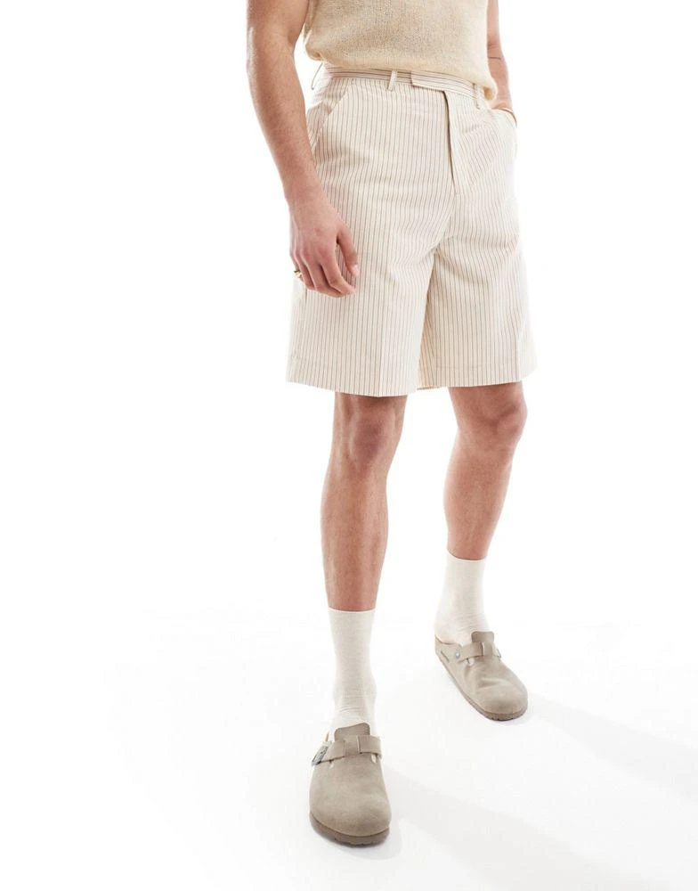 ASOS ASOS DESIGN smart shorts in textured linen stripe 5