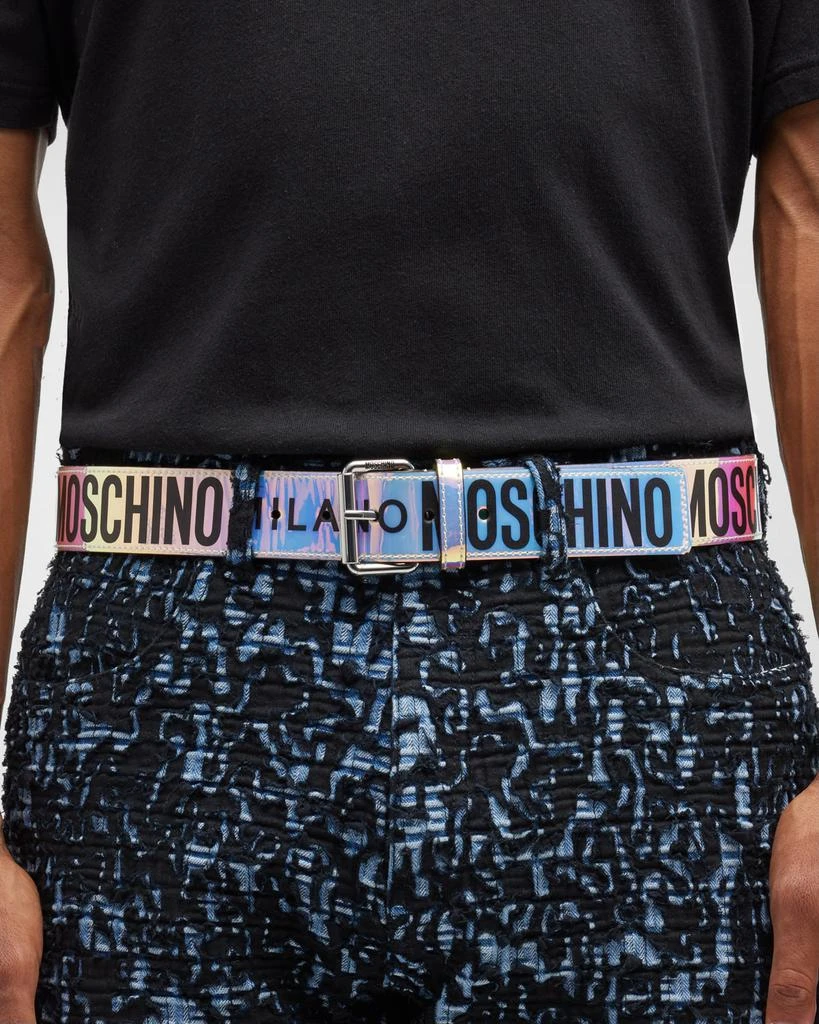 Moschino Men's Iridescent Logo Belt 2