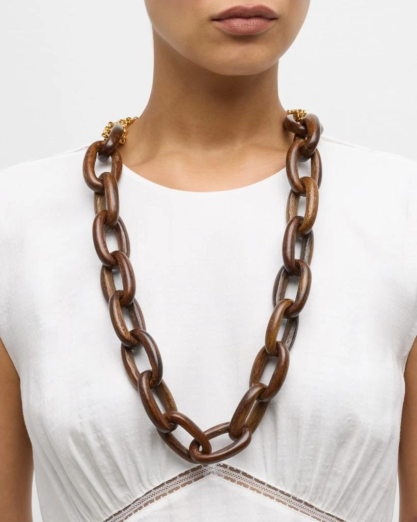 Kenneth Jay Lane Gold-Plated and Wooden Link Necklace 2