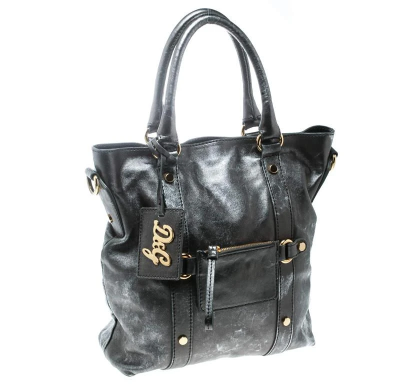 Dolce & Gabbana D&G Metallic Grey Leather Golden Box Messenger Bag 3