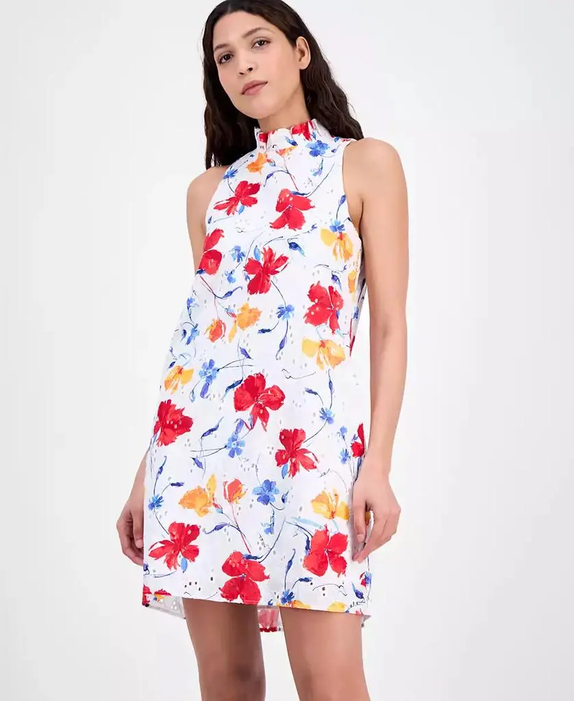 muumuu dress Hawaiian Muumuu Ruffle Dress, Long, 334-3585 [Hibiscus] White / S / Cotton