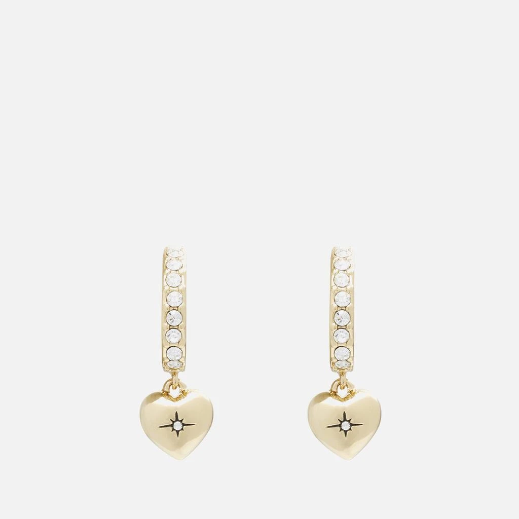 Coach Heart Pavé Gold-Tone Huggie Earrings 1