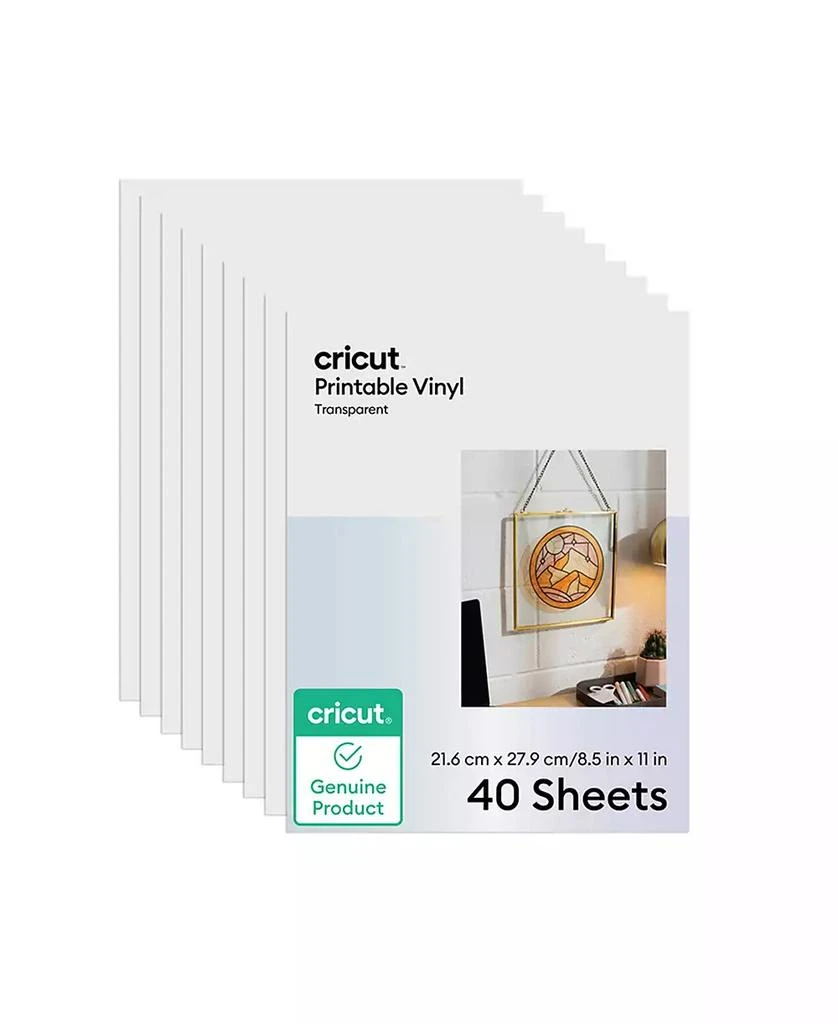 cricut Printable Vinyl Sheets - 8.5 x 11 in, 40 Count, Transparent