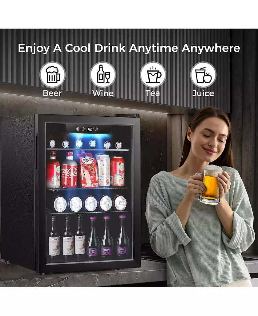 Cowsar 24-Bottle Wine Cooler with Glass Door, Quiet Compressor, Adjustable Temp, Freestanding Mini Bar Fridge. 3