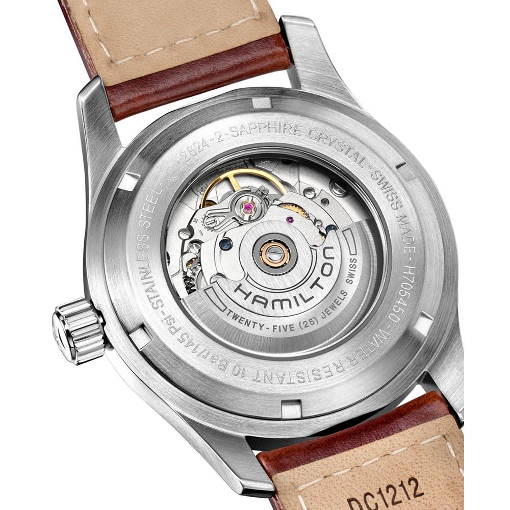 Hamilton Men's Swiss Automatic Khaki Field Brown Leather Strap Watch 42mm H70555533