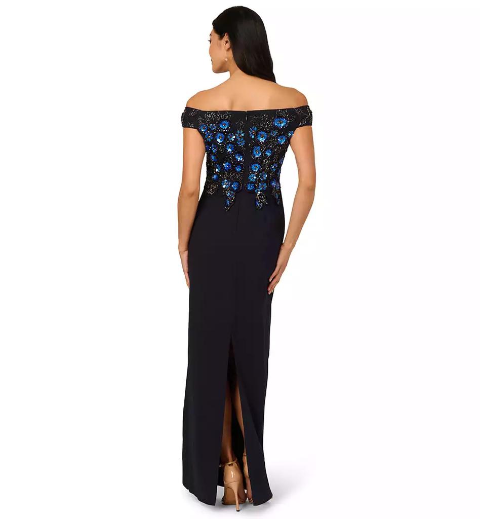 Adrianna Papell Women's Beaded Off-The-Shoulder Column Dress