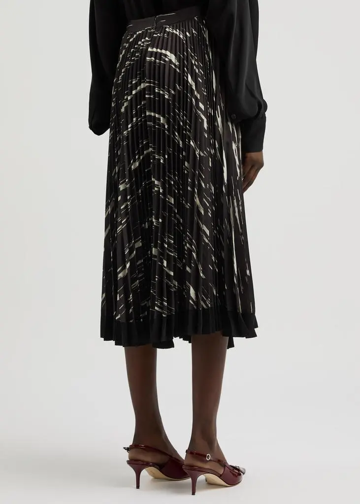 3.1 Phillip Lim Abstract Wood printed pleated satin midi skirt 3