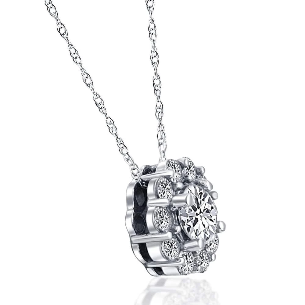 Pompeii3 1ct Diamond Halo Pendant 14K White Gold 2