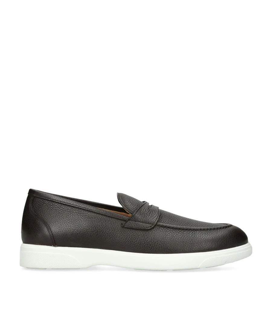 Kiton Grained Leather Penny Loafers 1