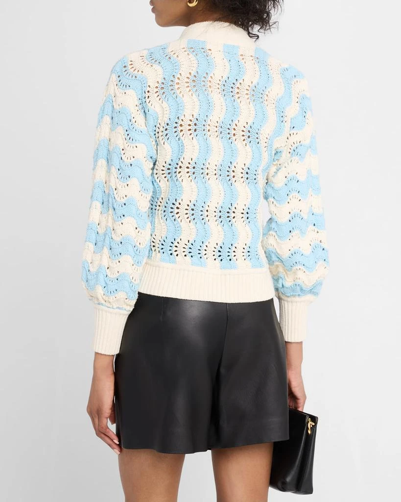 ELEVEN SIX Luna Wavy Striped Cotton Cardigan 3