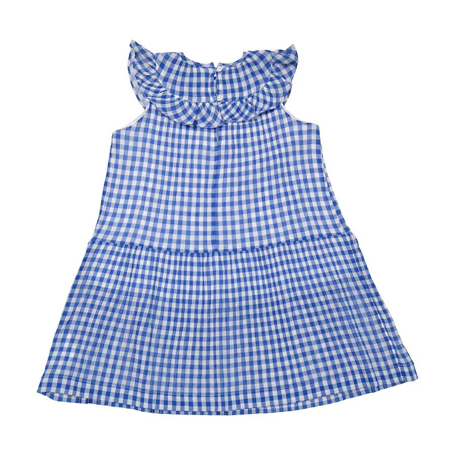 Bonton Girls Vichy Blue Gingham Cotton Dress