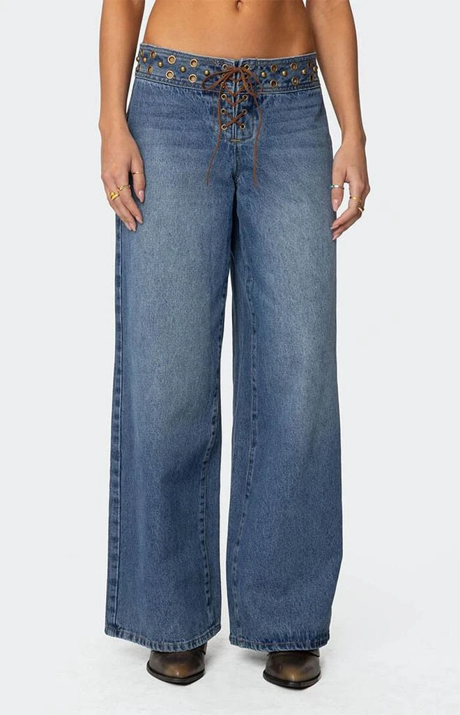 Edikted Stud & Grommet Low Rise Jeans 2