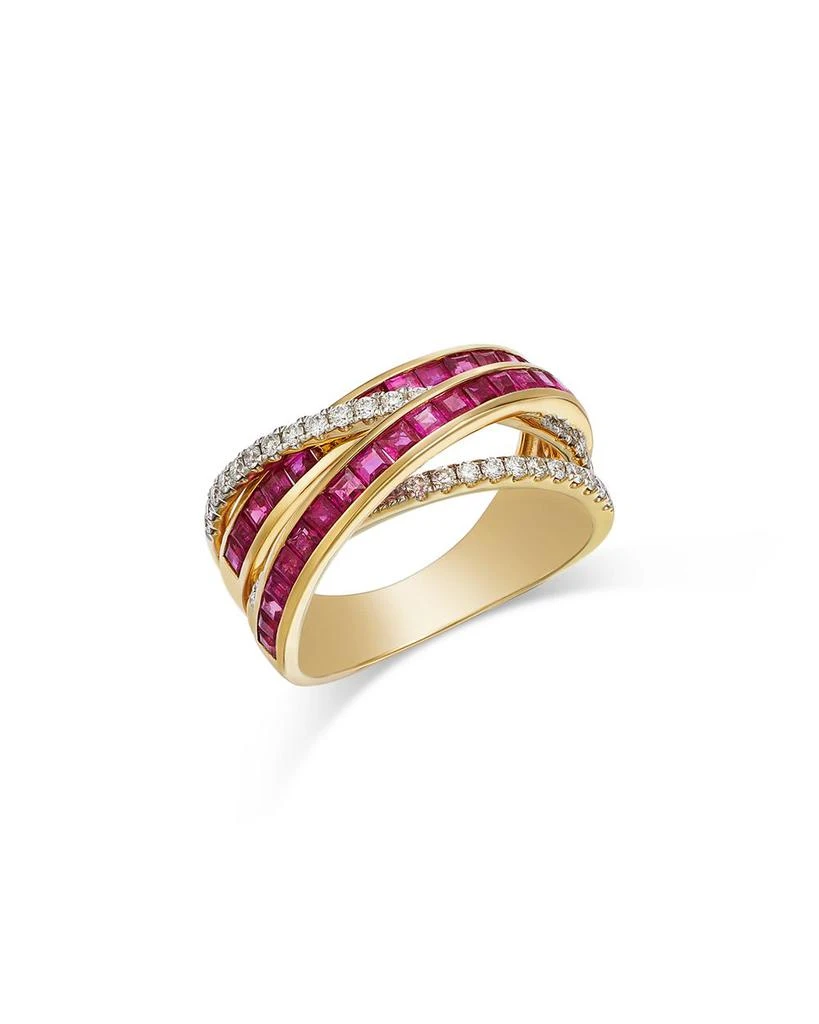 Bloomingdale
s Fine Collection Ruby
Diamond Crossover Ring in 14K Yellow Gold 1
