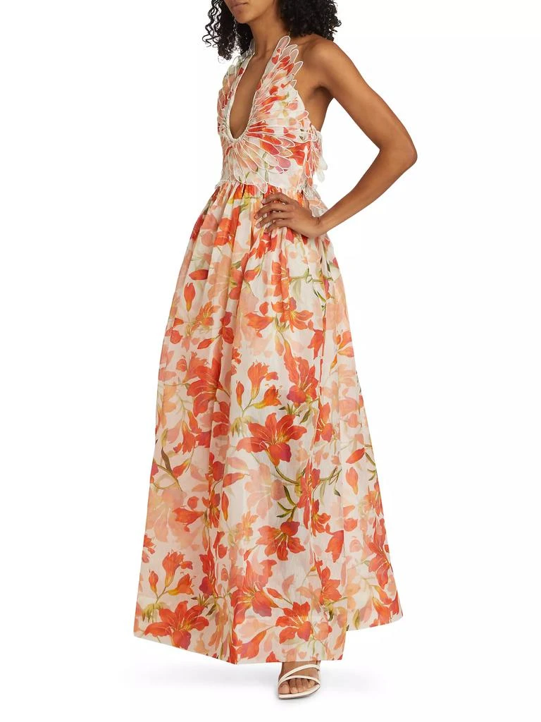 Zimmermann Tranquility Linen-Silk Lily Feather A-Line Gown 4