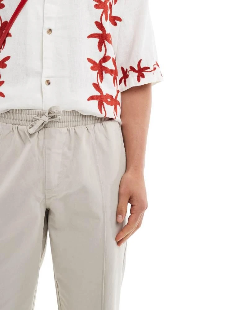 New Look New Look pintuck jogger trousers in stone 3