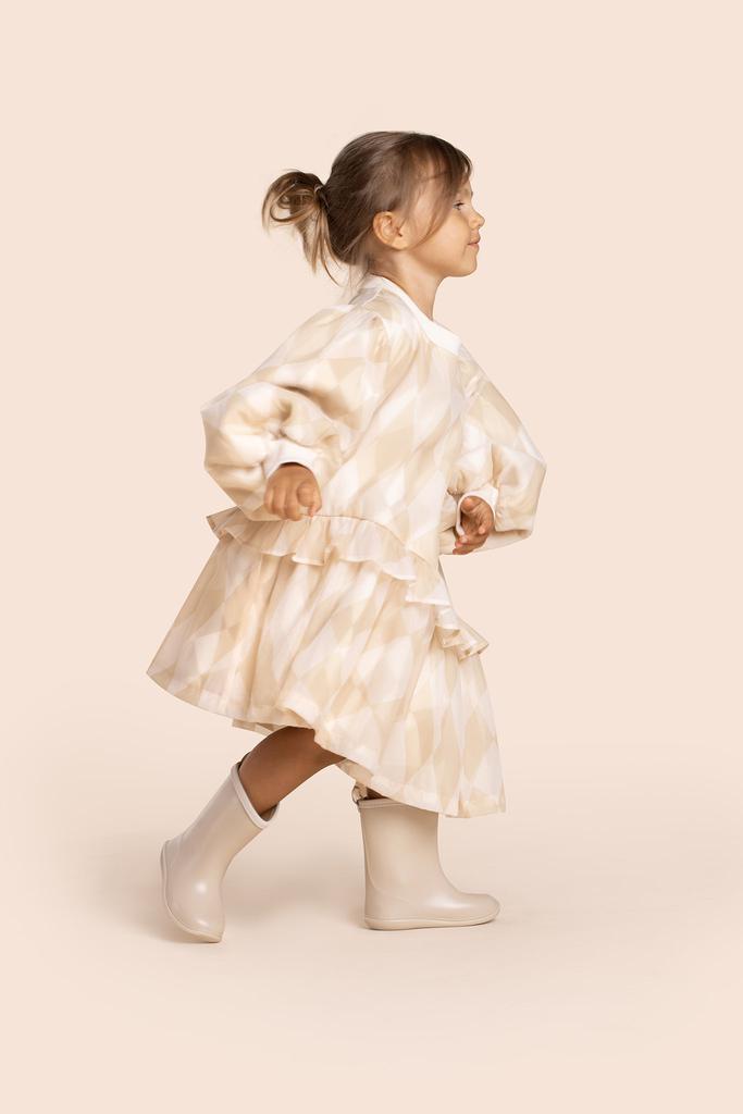 Omamimini Girls Hi-Low Organza & Terry Dress
