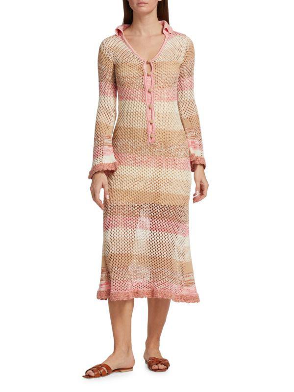 Hannah Artwear Caroline Striped Crocheted Sweaterdress