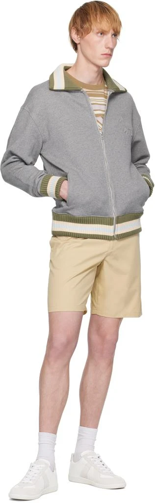 Maison Kitsune Gray Varsity Zipped Bomber Jacket 4